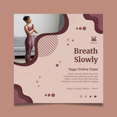 Yoga campaign artwork with the message Breathe Slowly